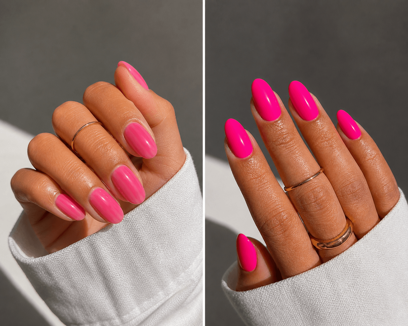 White base coat being applied before neon nail polish