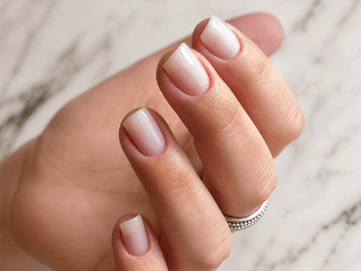 Close-up of BIAB nails with a smooth, long-lasting finish